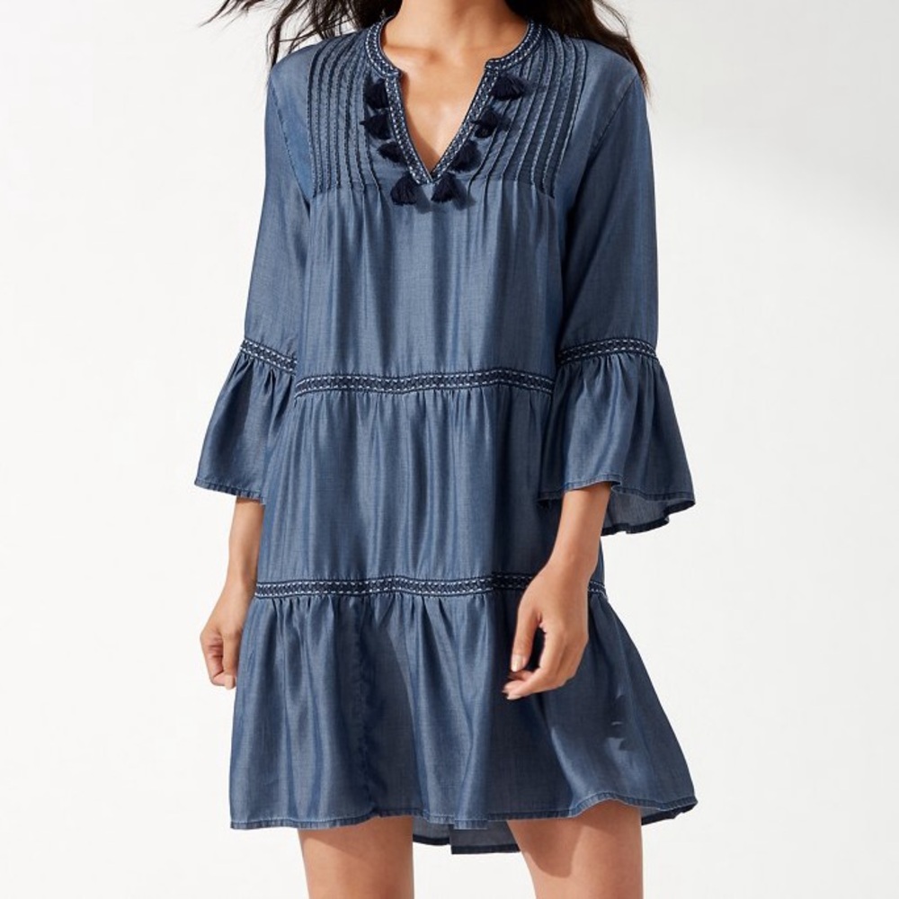 Tommy Bahama Chambray Embroidered Coverup Dress
